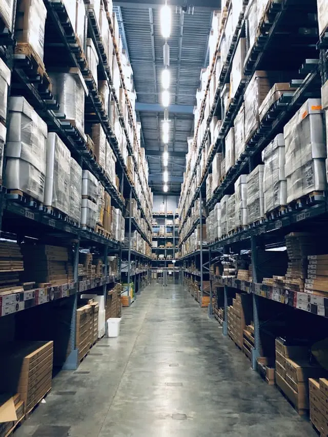 a warehouse filled with boxes