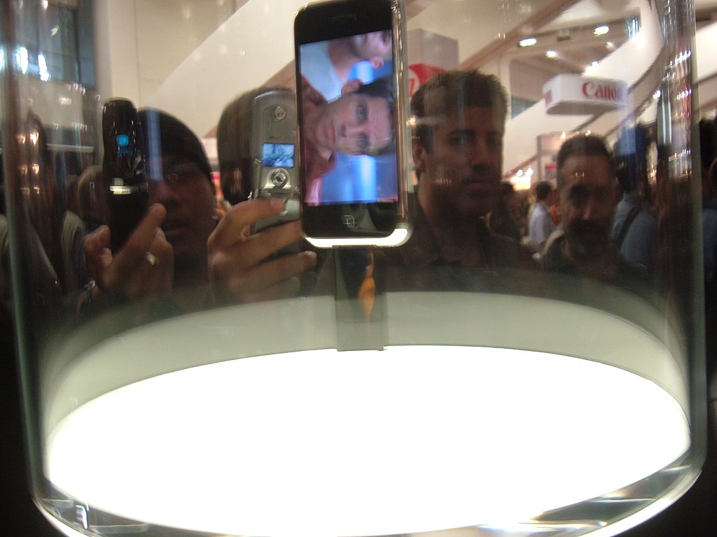 iPhone under a glass cover